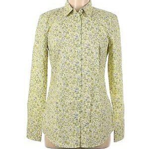 Ann Taylor Yellow Floral Spring Flower Long Sleeve Button-Down Shirt Size 6